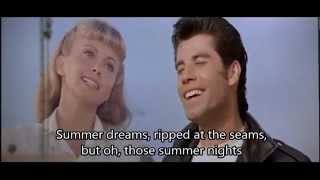 OLIVIA NEWTON JOHN amp JOHN TRAVOLTA SUMMER NIGHTS WITH LYRICS [upl. by Adey180]