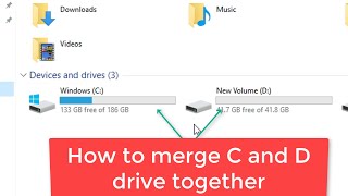 How to merge C and D drive in windows 1011 [upl. by Eeralih]