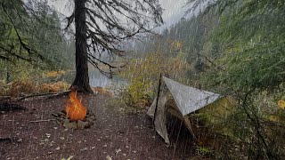 Camping in the RAIN  Solo Camping at a Remote Mountain Lake [upl. by Notfilc]