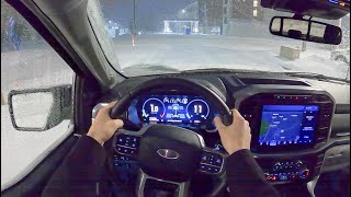 2021 Ford F150  POV Winter Night Drive Binaural Audio [upl. by Linsk]