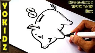 How to draw a PIGGY BANK easy [upl. by Airdnoed18]