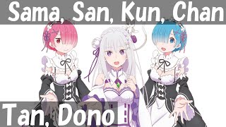 ReZeros Japanese Honorifics Sama San Kun Chan Tan Dono Explained [upl. by Kaliski]