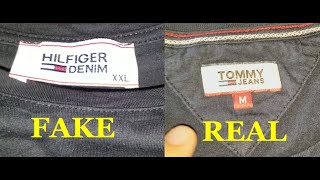 Real vs Fake Tommy Hilfiger T shirt How to spot counterfeit Tommy Hilfiger tees [upl. by Ettenil535]