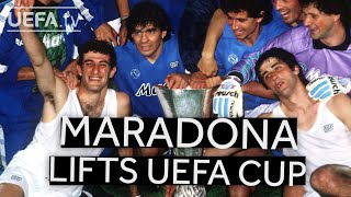 DIEGO MARADONA lifts 89 UEFA Cup [upl. by Susann812]