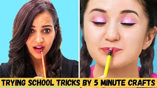 Trying SCHOOL Tricks and HACKS by 5 Minute Crafts😉 [upl. by Alyss]