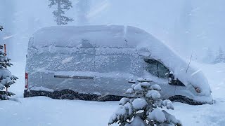 HEAVY SNOWSTORM Camping in a VAN  Blizzard Survival Winter Camping [upl. by Essirahs529]