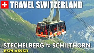 SCHILTHORN │ SWITZERLAND Cable car ride from Stechelberg to Schilthorn explained [upl. by Akimert]