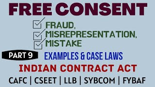 Fraud  Misrepresentation  Mistake  Free Consent  Indian Contract Act  Caselaws  Example [upl. by Herrington]