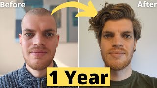 Hair Growth Time Lapse 12 Months Men 1 YEAR  From Buzz Cut [upl. by Maxama794]