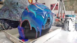 684 How to Paint a Motorbike Helmet using Acrylic Pouring [upl. by Larret]