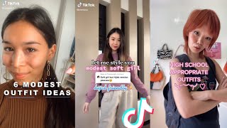 Modest outfit ideasback to school fits tik tok compilation [upl. by Jacquelyn]