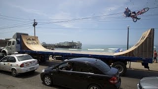 BMX ramp riding on a moving trailer  Daniel Dhers in Peru [upl. by Gainer621]