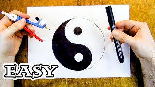 How To Draw A Perfect Symmetrical Yin And Yang Easily  Easy Method To Draw Yin Yang Symbol [upl. by Margette]