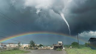 Unbelievable Tornado Footage with Rainbow amp Blue Sky [upl. by Anne-Marie688]