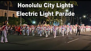 4K Honolulu City Lights Electric Light Parade 2023 in Honolulu Oahu Hawaii [upl. by Idnib661]