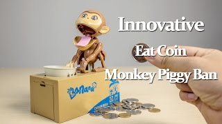 Innovative Eat Coin Monkey Piggy Bank review  Gearbestcom [upl. by Demahum]