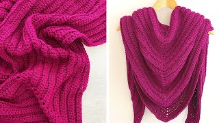 HOW TO CROCHET A TRIANGLE SHAWL  Easy crochet shawl tutorial [upl. by Adnamor]