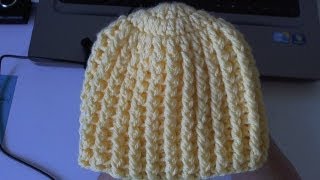 How to crochet Easy Ribbed Beanie  Hat Style 1 [upl. by Robby493]