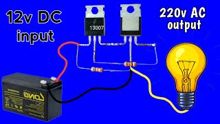 12v to 220v AC inverter using 13007 transistormake a AC inverter circuit with transistor at home [upl. by Harriman]