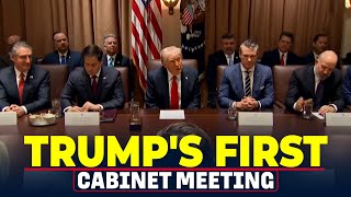 President Donald Trumps first Cabinet meeting Elon Musk DOGE USA America Federal Workers [upl. by Yacano]