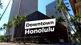 Downtown  Honolulu  Walking Tour  4K [upl. by Ylrebma416]