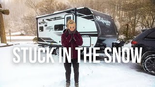 WINTER CAMPING IN A SNOWSTORM The Realities of RV Life  Rookies On The Road Ep 3 [upl. by Anirdna]