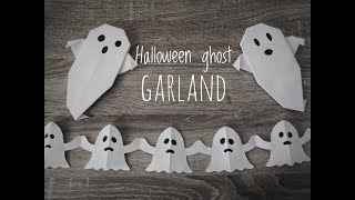 Halloween dekoráció készítés DIY Ghost Garland from paper  Easy Kids Craft Idea [upl. by Aniara]