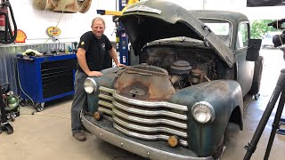 Will It Run 1950 Chevy pickup pulled from the forest  Redline Update LIVE [upl. by Abbotsen]