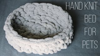 How to Hand Knit a Bed for Pets  Easy Pattern  The Sweetest Journey [upl. by Edijabab]