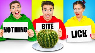 BITE LICK OR NOTHING CHALLENGE  Prank Wars by Multi DO CHALLENGE [upl. by Hars903]