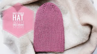 KNIT Ribbed Hat  Beanie Tutorial [upl. by Nahtanaoj]