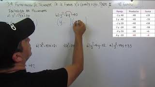 34 FACTORIZACION DE TRINOMIOS DE LA FORMA x2abxab PARTE II 9º GRADO [upl. by Rehotsirhc]