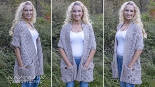 HOW to CROCHET POCKET SHAWL  Easy Wrap with Pockets by Naztazia [upl. by Odnavres359]