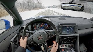 2021 Nissan GTR  POV Snow Drive Binaural Audio [upl. by Belva]