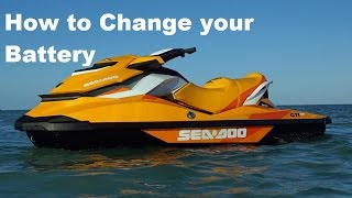 How to RemoveReplaceChange a SeaDoo GTI GTR Battery [upl. by Jemmie]