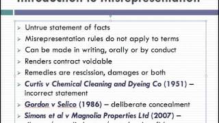 Misrepresentation Lecture 1 of 4 [upl. by Cassilda]