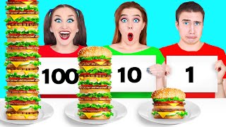 1 10 or 100 Layers of Food Challenge by Multi DO [upl. by Bernj]