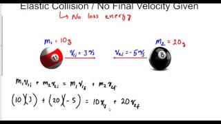 Perfect Elastic Collision  No Final Velocity Given [upl. by Yrtneg644]