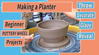 Making a Planter Beginner Pottery Wheel Projects  8 [upl. by Karry558]