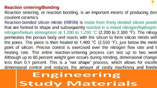 Reaction Bonded Silicon CarbideSilicon Nitride  Manufacturing Process ENGINEERING STUDY MATERIALS [upl. by Assir]