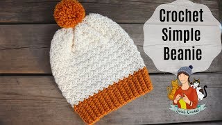 Crochet Simple Beanie  Beginner Friendly Hat Tutorial [upl. by Christa]