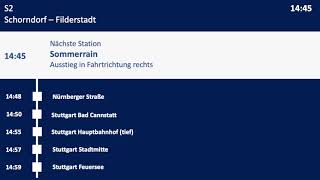 SBahn Stuttgart Ansagen S2 Schorndorf  Filderstadt [upl. by Gordan]