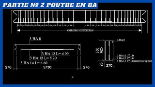 Poutre en BÉTON ARMÉ Dimensionnement et ferraillage Partie 2 [upl. by Aneekal]