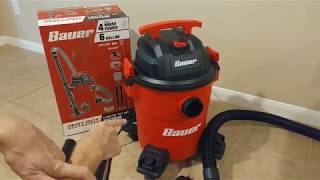 Harbor Freight Bauer 6 Gallon Wet Dry Vacuum Review [upl. by Nuarb984]