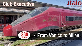 From Venice to Milan with the fast train 280kmh Italo Treno Club Executive  Vending Machines 4K [upl. by Weisler721]